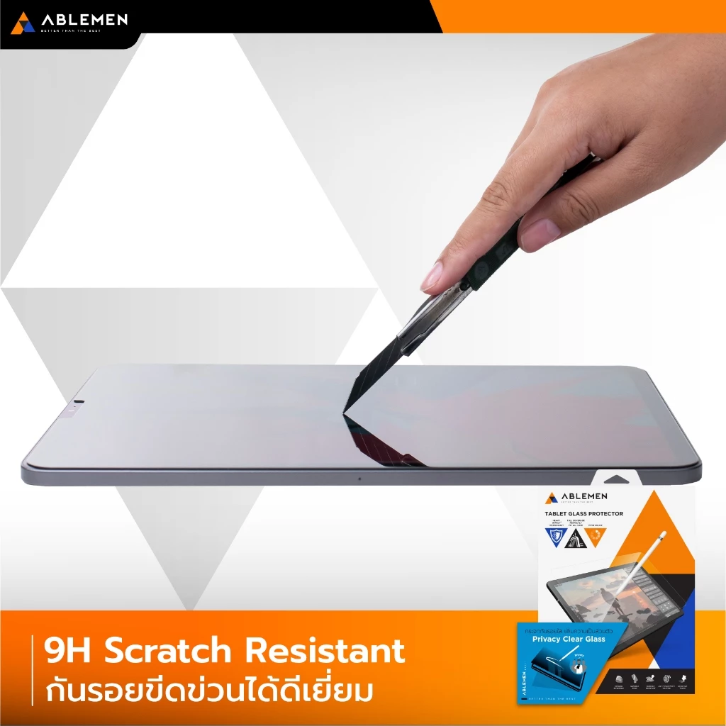 ฟิล์มกระจกกันมอง iPad เต็มจอ ใสคมชัด กันมองด้านข้าง รับประกัน 1 ปี - TG Privacy Clear Glass - Image 3